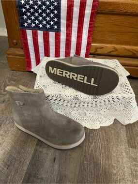 Merrell Gray Suede Wedge Ankle Boots